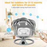 SACVON Baby Swing for Infants to Toddler, Baby Rocker for Infants with 5 Sway Ranges,Bluetooth Support Bouncers for 0-24 Months, Dark Gray