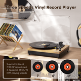 1231 Turntable Record Player with 3-Speed Belt-Drive, Vinyl Records Player with Built-in Speakers and Bluetooth, RCA/AUX/Headphone Out, Auto Off