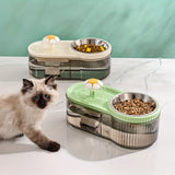 2 In 1 Cat Water Fountain With Automatic Cat Feeder ,3L Dog Water Bowl Dispenser Pet Food Feeder
