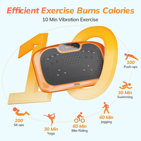TCISA Vibration Plate Exercise Machine,Whole Body Fitness Workout Equipment,Vibration Plate for Lymphatic Drainage,Remote Control and Resistance Bands,Orange