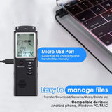 RONY Mini Digital Voice Recorder with A-B Repeat - Rechargeable One-key Start Voice Activated Recording Device with Playback Noise Reduction USB Cable for Meeting Music Concert Lecture Interview