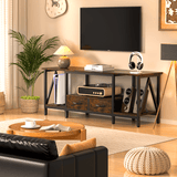 Behost TV Stand for 65 Inch, Dresser TV Stand with 2 Large Dresser Drawers, Entertainment Center with 3 Open Storage Shelf, Rustic Brown, Medium