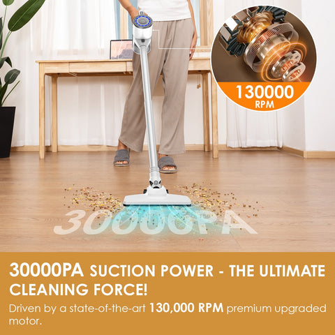 Cordless Vacuum Cleaner, 30Kpa Stick Vacuum with 35 Mins Runtime, 6-in-1 Lightweigt Handheld Vacuum Portable for Home Hard Floor, Pet Hair