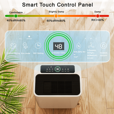 Rocyis 50-Pint Dehumidifier with Drain Hose, Max 3500 Sq. Ft. Dehumidifiers for Home Basement & Large Room, 3L Water Tank, Auto Defrost& Drain, 24H Timer