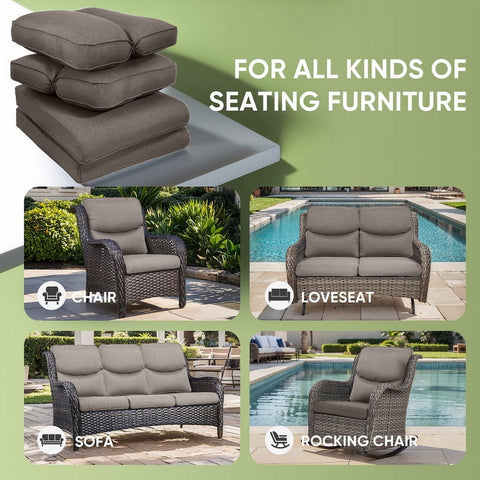 Bellefurn Outdoor 4-Piece Deep Seat Cushion,22 x 25 Outdoor Cushions for Patio Furniture Waterproof & Fade Resistant Deep Seat Cushion for Wicker Chair,Sofa,Couch