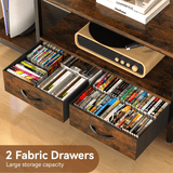 Behost TV Stand for 65 Inch, Dresser TV Stand with 2 Large Dresser Drawers, Entertainment Center with 3 Open Storage Shelf, Rustic Brown, Medium