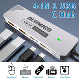 Duomigo USB-C 3.2 Hub 4 in 1 10Gbps,With 2 USB C 3.2 & 2 USB-A 3.2, USB 3.2 Gen 2 Splitter USB Expander for Chromebook Surface Pro 3 iMac PS4 Laptop Xbox Flash Drive