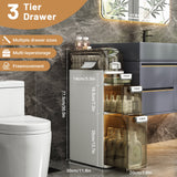 SEEDAY Bathroom Storage,3-Tiers Slim Waterproof Narrow Storage Cabinet,Storage Floor Cabinet with Drawers for Small Spaces