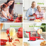Apple Peeler Corer, 5 in-1 Apple Peeler Slicer Corer, Durable Heavy Duty Apple Peeler Slicer with Stainless Steel Blades and a Powerful Suction Base for Apples and Potato(Red)