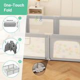 Baby Playpen,73.6x61 Inch Baby Gate Foldable Playpens for Babies and Toddlers,Extra Large Baby Fence Playpen with Door Play Yard for Indoor and Outdoor Play Pen,Light Gray