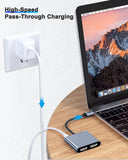 Duomigo USB C Dual HDTV Adapter, 2 Monitor Splitter, USB C Hub for Dual HDTV Docking Station for Laptops and Monitors