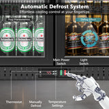 Simzlife Back Bar Cooler With 2 Glass Swing Doors, Under Counter Back Bar Refrigerator with LED Lighting, 7.4 Cu.Ft Counter Height Refrigerator for Beer, Soda Drinks, Wine, Black