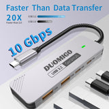 Duomigo USB-C 3.2 Hub 4 in 1 10Gbps,With 2 USB C 3.2 & 2 USB-A 3.2, USB 3.2 Gen 2 Splitter USB Expander for Chromebook Surface Pro 3 iMac PS4 Laptop Xbox Flash Drive