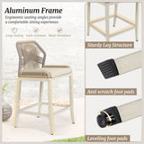 Dycanpo 26.5''H Outdoor Counter Height Chairs, Boho-Style Rattan Bar Stools Set of 4, Cream