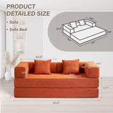 YINIX 81" Sofa Bed with Two Pillows,Comfy Modular Convertable Sleeper Sofa for Living Room,Orange