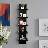Black 5-Tier Floating Shelves 31x7.2 Inch - Industrial Wall Shelves for Bedroom & Living Room Storage