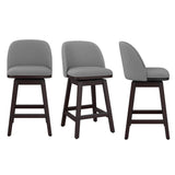 Dycanpo Swivel Bar Stools Set of 3, 26" Counter Stools with Back & Footrest for Kitchen, Gray