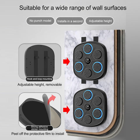 New Smart Music Boxing Machine with Boxing Gloves, Bluetooth Training Machine with LED Electronic Wall Mounted, Music Boxing Target Workout Punching Equipment for Kids and Adults