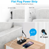 BOHASHIN Power Strip Surge Protector with USB, 4 ft long Extension Cord for 6 Widely Spaced Outlets with 4 USB Fast Charge USB Charging Ports(Black)