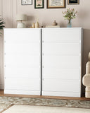 White Dresser for Bedroom with 5 Drawers, Tall Wood Drawer Dresser & Chest of Drawers for Closet, Living Room Hallway Kids Bedroom