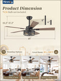 Zardon 42 Inch Ceiling Fans with Light and Remote, 6-Speed Adjustable, 5 Dual Finish Blades, Indoor-2 Pack