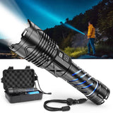 200000 High Lumens Rechargeable Flashlight with Type-C Fast Charging & 16-Hour Runtime, 5 Modes, Telescopic Zoom, Waterproof, Compact Handheld Flashlight for Camping, Hiking, Hurricane Prep