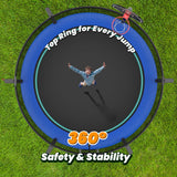 Mersco 10ft Trampoline for Kids Adults, Pumpkin Outdoor Trampoline with Enclosure, Basketball Hoop and Storage Bag, 960lbs Loading,Brithday Gifts, Blue