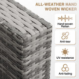 Aoxun 8 Piece Patio Furniture Set with 44” Fire Pit Table Wicker Rattan Outdoor Sectional Sofa Set with Coffee Table and 4” Thickened Cushions, Black (Waterproof Cover Included)