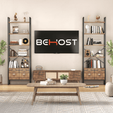 BEHOST Bookshelf with 6 Tiers, Tall Bookcase 70in with 2 Fabric Drawers, Wood Shelves for Home, Office, 1 Pack, Rustic Brown