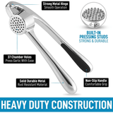 Stainless Steel Garlic Press and Mincer, Easy Squeeze Handle Design, Powerful Garlic Crusher, Essential Garlic Cutting Tool for Kitchen