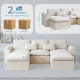 YINIX 123" Sectional Sofa with Chaise, U-Shaped Couch for Living Room,Beige