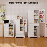 33'' Small Kitchen Pantry Storage Cabinet with 4 Drawers 3 Shelves and 1 Door, Noelse Wooden Bathroom Storage Cabinet for Kitchen Dining Room