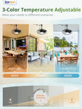 Zardon 18" Outdoor Caged Ceiling Fans with Lights and Remote Control, Dimmable, Waterproof, Black Blades