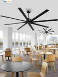 Zardon 96 inch Industrial Ceiling Fan with Remote Control – Quiet, High Airflow, Durable for Home & Commercial Use - Black