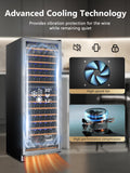 Simzlife 24 Inch Wine Fridge Dual Zone, 154 Bottle Wine Cooler Refrigerator with Glass Door, Powerful Compressor Cooling, Wine Cellar with Temperature Memory, Low Noise, Built-in