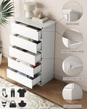 White Dresser for Bedroom with 5 Drawers, Tall Wood Drawer Dresser & Chest of Drawers for Closet, Living Room Hallway Kids Bedroom