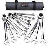 Airaj 12 Pcs Combination Ratcheting Wrench Set ，8-19 mm, Ratchet Wrenches Set for Car and Home Repair