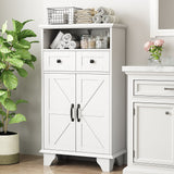 Bathroom Storage Cabinet with Doors and Drawers,Farmhouse White Bathroom Floor Cabinet freestanding with Adjustable Shelf,41.3"H Bathroom Organizer