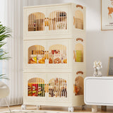 Behost 3 Pack Plastic Large Storage Bins with Lids, Closet Organizers and Storage, Stackable Storage Containers with Wheel, Beige