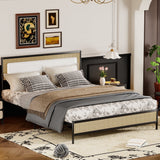 Behost Full Size Bed Frame with Upholstered Headboard, Under Bed Storage