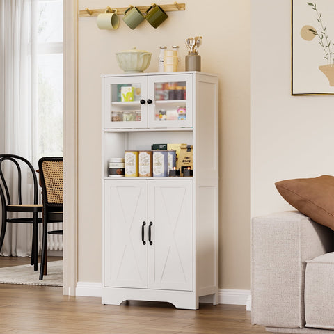 Behost Kitchen Pantry Cabinet with Doors, Storage Shelf for Home, White