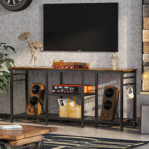 Behost TV Stand for TVs up to 55 Inch, Entertainment Center with Open Storage Shelves, TV Media Console Table with Soundbar Shelf for Living Room, Bedroom, Rustic Brown