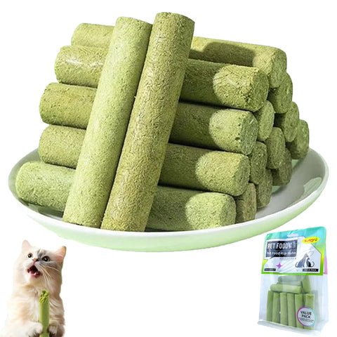 Cat Grass Teething Stick Cat Treats, Cat Grass Sticks for Indoor Cats, Cuddles and Meow Cat GrassSticks for Hairball, Cat Chew Stick Natural Molar Rod, Cat Grass Sticks Increase Appetite - 5.3oz