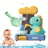 QXQ Baby Bath Toys 3-5, Dinosaur Bathtub Water Play Shower Toy for Toddlers Age 2-4, Fun Suction Cup Bath Toys for Kids Boys Girl Birthday (Ladle Color Random)
