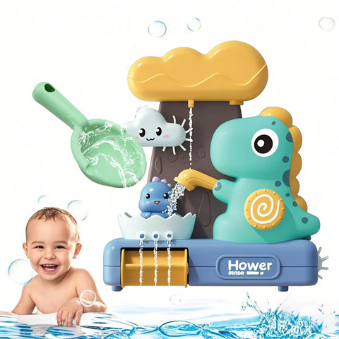 QXQ Baby Bath Toys 3-5, Dinosaur Bathtub Water Play Shower Toy for Toddlers Age 2-4, Fun Suction Cup Bath Toys for Kids Boys Girl Birthday (Ladle Color Random)