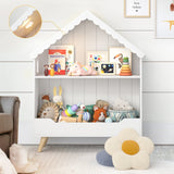 Curipeer 2-Tier Kids Bookshelf, Toy Storage Organizer with Motion-Activated Light, White
