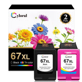 Cyloral 67XL Ink Cartridges 67 Compatible with DeskJet 2800e 2852e 2700e 2755e 4155e Envy 6055e 6055 6052 6075 6455e 6455 6452 6458 Printer Black and Color High-Yield