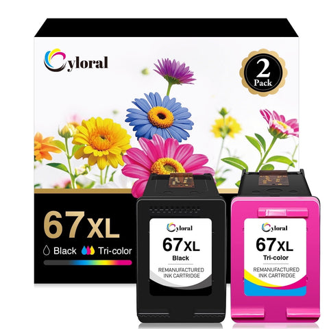Cyloral 67XL Ink Cartridges 67 Compatible with DeskJet 2800e 2852e 2700e 2755e 4155e Envy 6055e 6055 6052 6075 6455e 6455 6452 6458 Printer Black and Color High-Yield