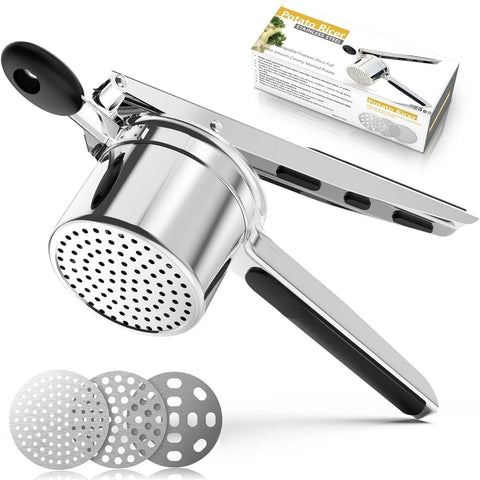 DOQAUS Potato Ricer Stainless Steel Heavy Duty Masher with Interchangeable Discs 15 oz