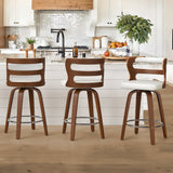 Dycanpo 26" Counter Height Bar Stools Set of 3, Swivel Counter Stools with Back for Kitchen Island, White